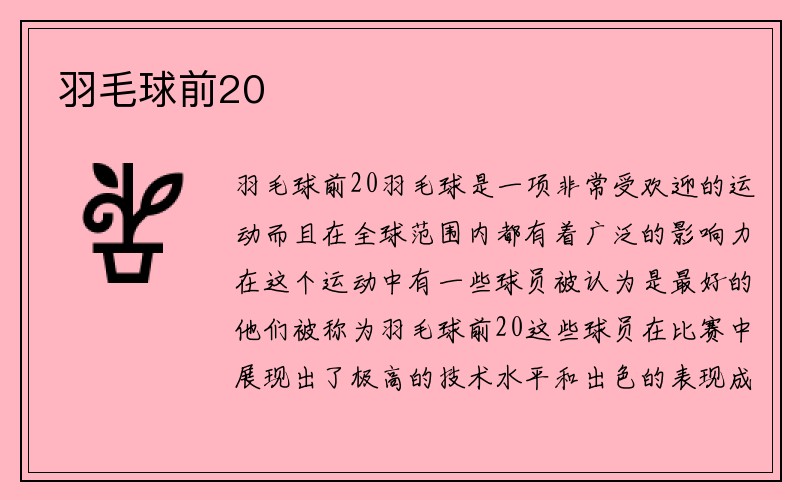 羽毛球前20