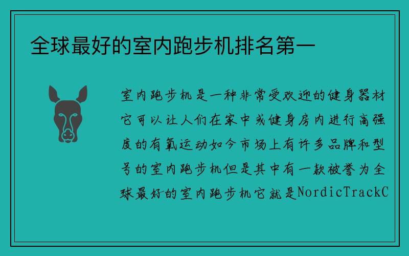 全球最好的室内跑步机排名第一