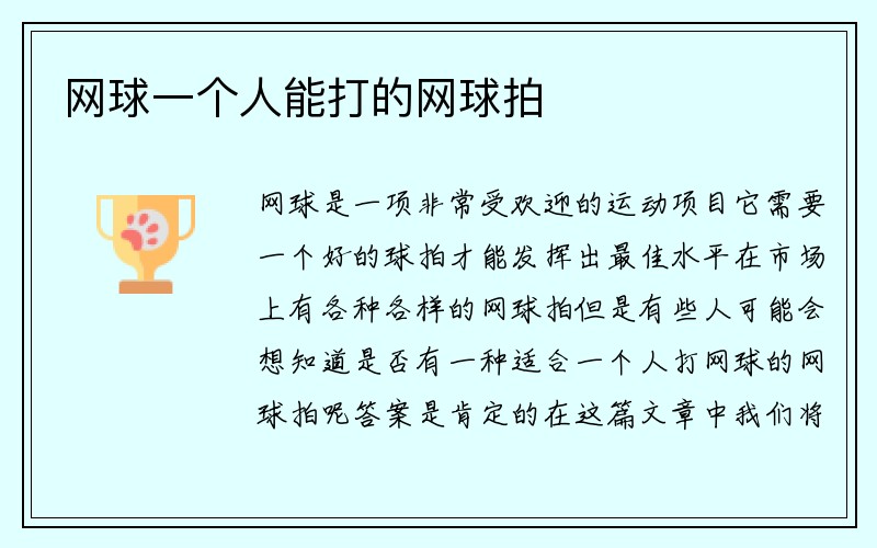 网球一个人能打的网球拍