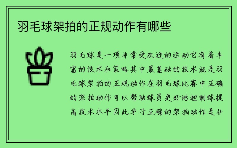 羽毛球架拍的正规动作有哪些